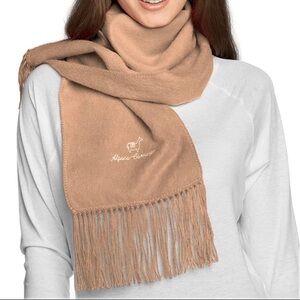 NWT Alpacha Camargo Scarf Beige 67"x9" Fringed Classic Luxury Gift Minimalist